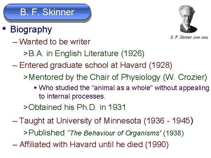 Small biography of Skinner